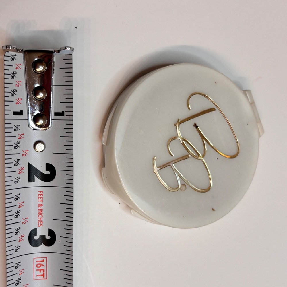 vintage Revlon Love Pat compact mirror creamy peach shade w/ white & gold accent